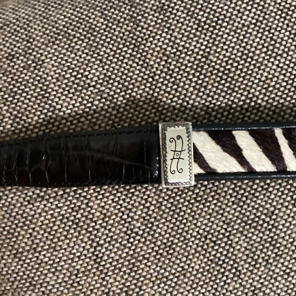 Brighton Leopard & Zebra print black leather horse hair belt. #Q3903. Size M30. - Picture 8 of 14